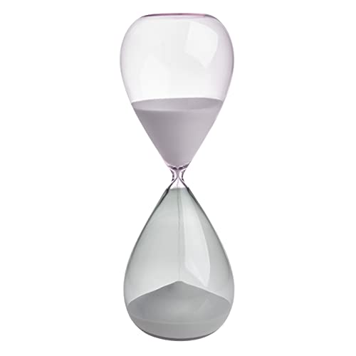 TFA Dostmann Sanduhr, 18.6011.02.40, groß, Laufzeit 60 Minuten, aus Glas, Zeitmesser, grau-rosa von TFA Dostmann