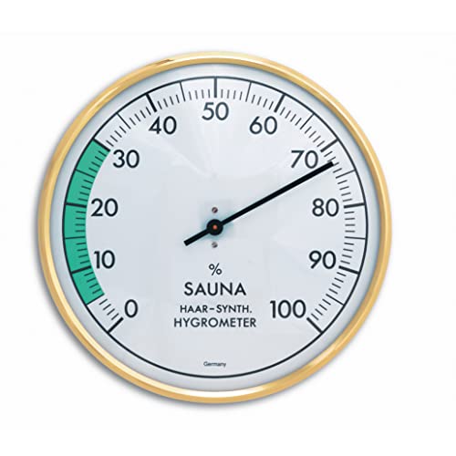 TFA Dostmann Analoges Sauna-Hygrometer, Luftfeuchtigkeit, hitzebeständig, ideal für die Sauna, L 162 x B 41 x H 162 mm, Gold von TFA Dostmann