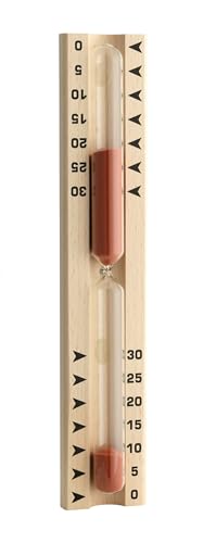 TFA Dostmann Sauna Sanduhr, 40.1046, aus Buche, Saunazubehör, 0 bis 30 Minuten, Braun-rot, L 52 x B 33 x H 286 mm von TFA Dostmann