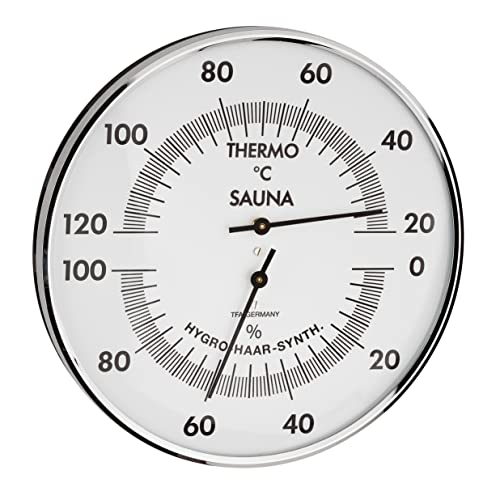 TFA Dostmann Analoges Sauna-Thermo-Hygrometer, 40.1032, Messung der Temperatur/Luftfeuchtigkeit, präzises Haar-Synthetik-Werk von TFA Dostmann