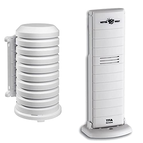 TFA Dostmann Schutzhülle für Sender Artikel, weiß, 10.2 x 9.5 x 17.5 cm, 98.1114.02 + TFA Dostmann 30.3156 WD Aussensender von TFA Dostmann