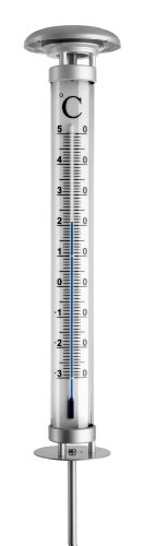 TFA Dostmann Solino analoges Gartenthermometer, 12.2057, mit Solarbeleuchtung, wetterfest, L 138 x B 138 x H 1.090 mm von TFA Dostmann