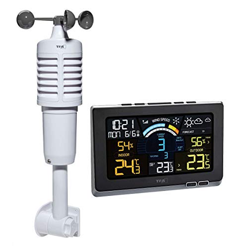 TFA Dostmann Spring Breeze Funk-Wetterstation, 35.1140.01, mit Farbdisplay, Wettervorhersage mit Alarmgrenzen/Symbolen, schwarz von TFA Dostmann