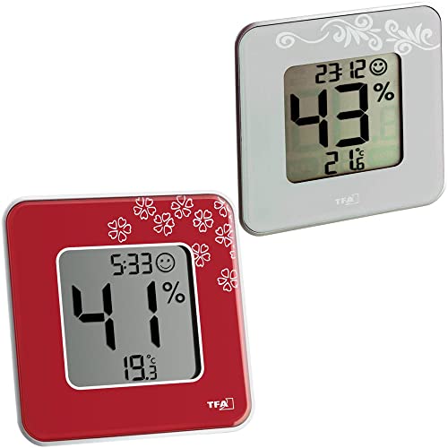 TFA Dostmann Style 30.5021 digitales Thermo-Hygrometer (1 x hellgrau + 1 x rot) von TFA Dostmann