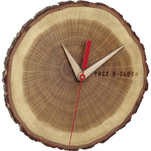 TFA Dostmann Tree-O-Clock Wanduhr aus Eichenholz, 60.3046.08, hochwertiges Uhrwerk, handgemacht in der EU, Unikat, geölt, Eiche, Braun, L242 x B42 x H234 mm von TFA Dostmann