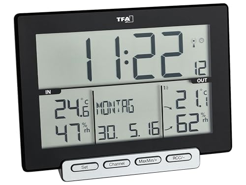 TFA Dostmann Trinity Funk-Thermo-Hygrometer, für Raum- und Außenklima, inklusive Thermo-Hygrosender, L 157 x B 43 x H 117 mm von TFA Dostmann