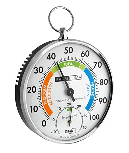 TFA Dostmann Thermo-Hygrometer, 45.2027, zur Messung von Temperatur und Luftfeuchtigkeit, Schimmel vermeiden, analog, mehrfarbig von TFA Dostmann