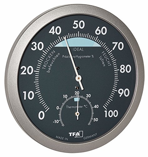 TFA Dostmann Analoges Thermo-Hygrometer, Temperatur, Luftfeuchtigkeit, gesundes Raumklima, mit Komfortzonen, L 120 x B 37 (68) x H 120 mm von TFA Dostmann