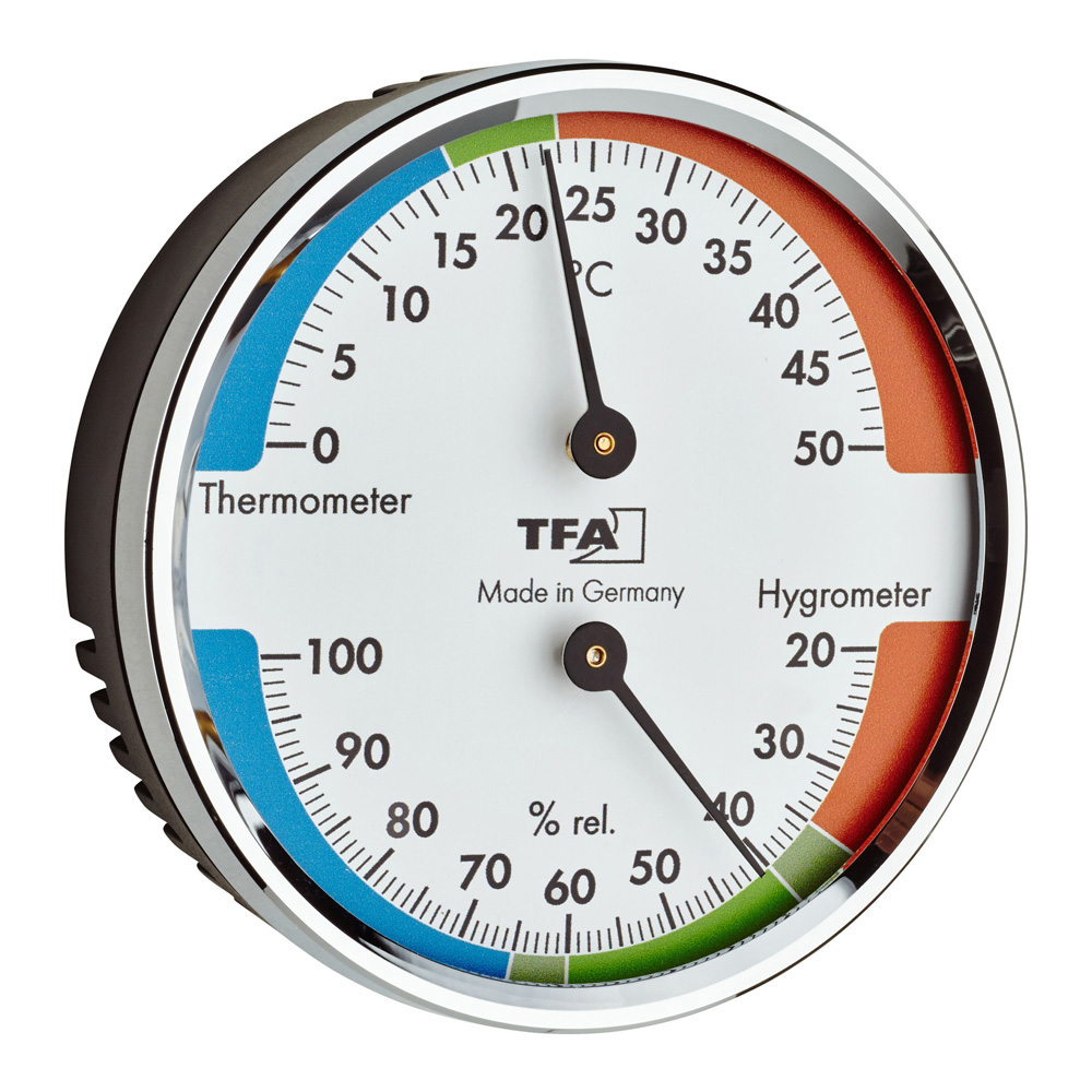 TFA Dostmann Thermo- und Hygrometer verchromt Ø 7 cm TFA Dostmann Thermo- und Hygrometer verchromt Ø 7 cm von TFA Dostmann