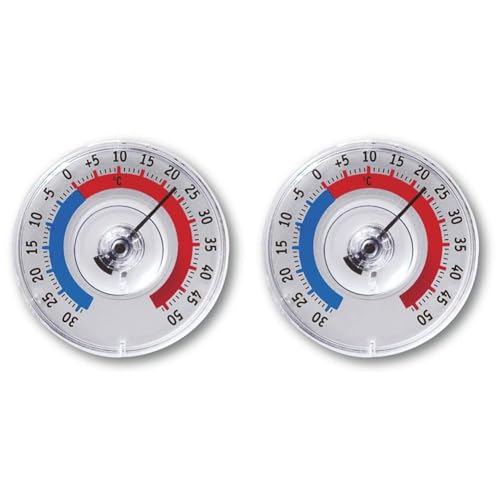 TFA Dostmann Twatcher Fensterthermometer, 14.6009.30, außen, wetterfest, L 80 x B 80 x H 27 mm (Packung mit 2) von TFA Dostmann