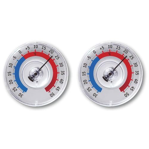 TFA Dostmann Twatcher Fensterthermometer, 14.6009.30, außen, wetterfest, L 80 x B 80 x H 27 mm (Packung mit 2) von TFA Dostmann