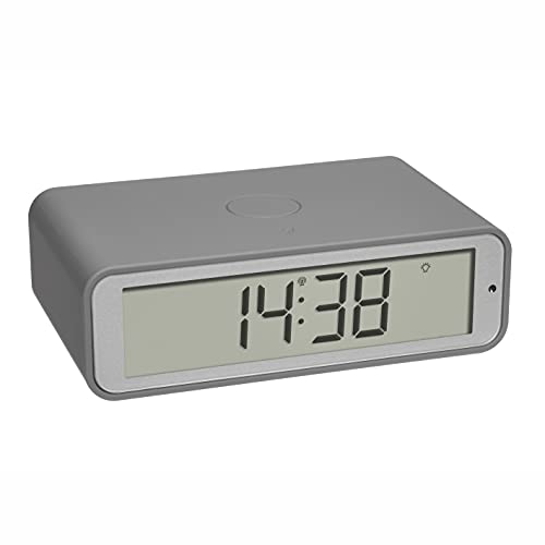 TFA Dostmann Digitaler Funk-Wecker Twist, 60.2560.15, drehbares Display, Elegantes Design, Weckalarm mit Snooze, grau von TFA Dostmann