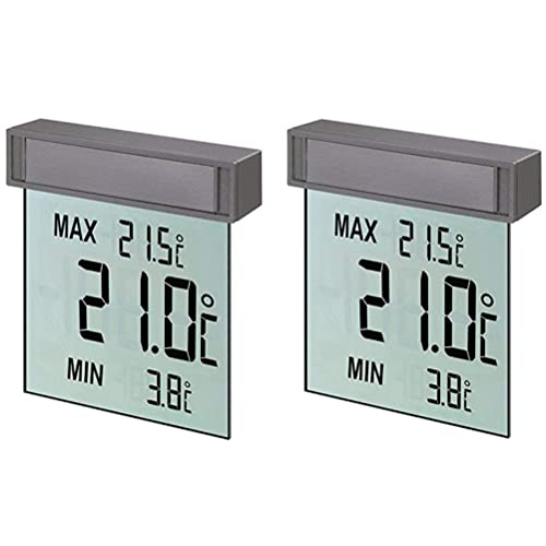 TFA Dostmann Vision digitales Fensterthermometer, 30.1025, großes Display mit Außentemperatur, L 97 x B 22 x H 105 mm, 2er Set von TFA Dostmann