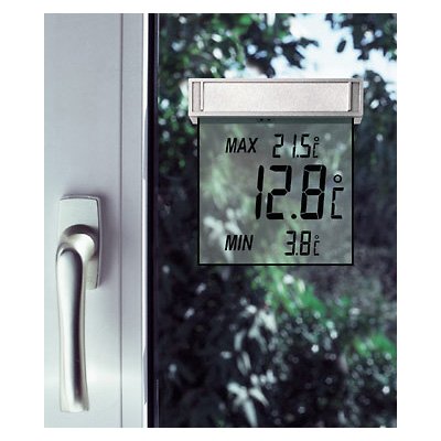TFA Dostmann Vision digitales Fensterthermometer, 30.1025, großes Display mit Außentemperatur (Transparent mit Ersatzbatterien) von TFA Dostmann