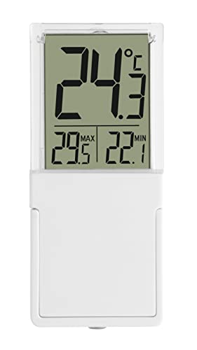 TFA Dostmann Vista digitales Fensterthermometer, 30.1030, Innenthermometer, auch für Kühlschrank geeignet, bequemes Ablesen, wetterfest, inkl. Batterien, (L) 40 x (B) 16 x (H) 90 mm, weiß von TFA Dostmann