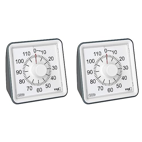 TFA Dostmann Visual Timer, 38.2043.10, zum Zeitmanagement, Küchentimer,Timer mit Alarm, Restzeitanzeige, L 78 x B 48 x H 78 mm (Packung mit 2) von TFA Dostmann