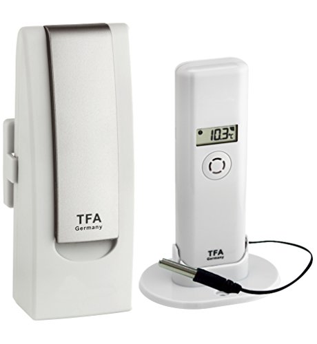 TFA Dostmann WEATHERHUB Observer Web Monitoring System mit Thermo-Hygro-Sender mit Profi-Temperatur-Kabelfühler, weiß, L138 x B101 x H291 mm von TFA Dostmann