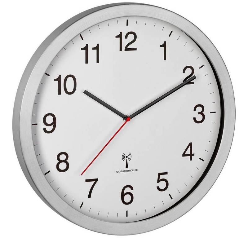 TFA Dostmann Wanduhr XL Funk-Wanduhr mit Metallrahmen (Großes Display) von TFA Dostmann