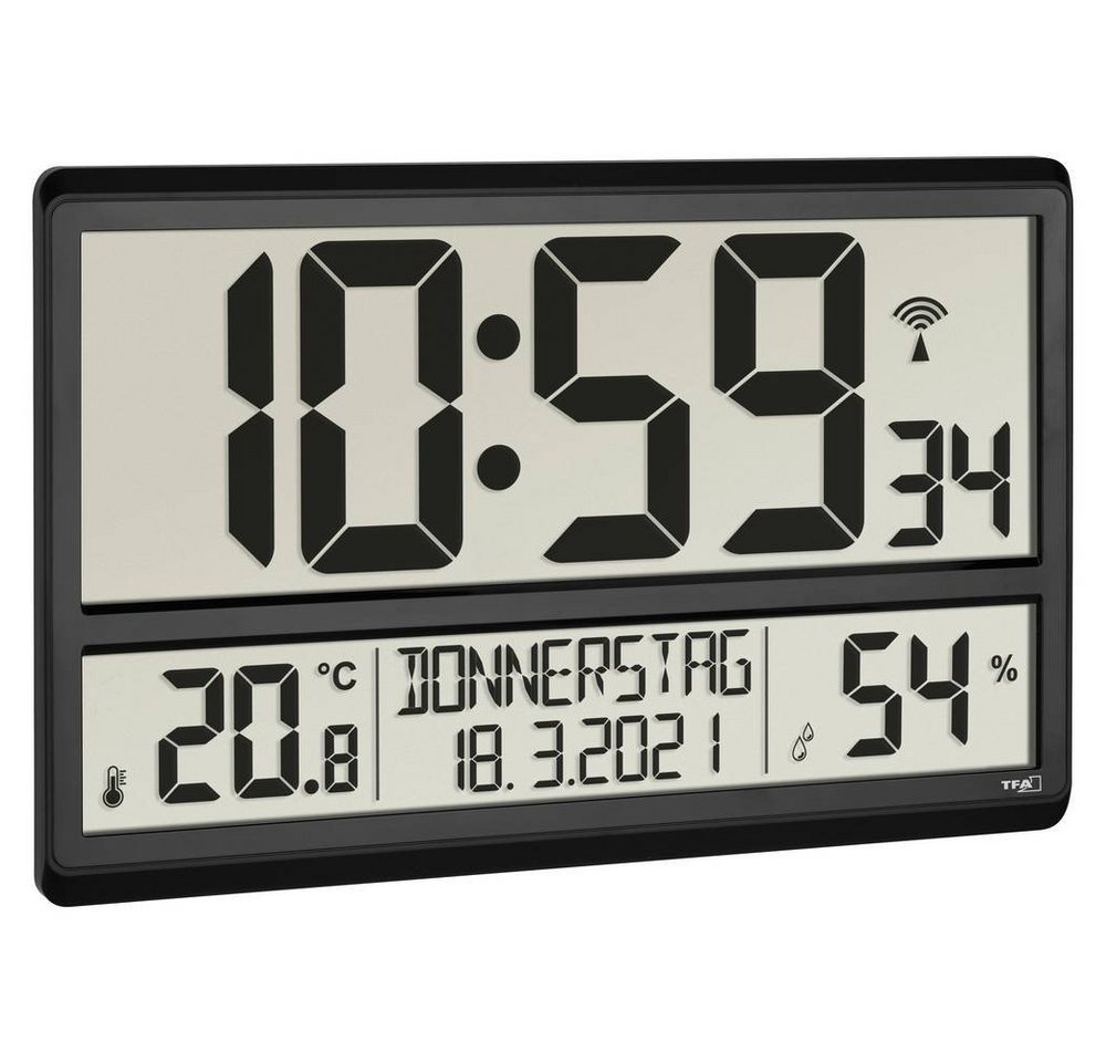 TFA Dostmann Wanduhr XL-Funkuhr mit Raumklima (Großes Display) von TFA Dostmann