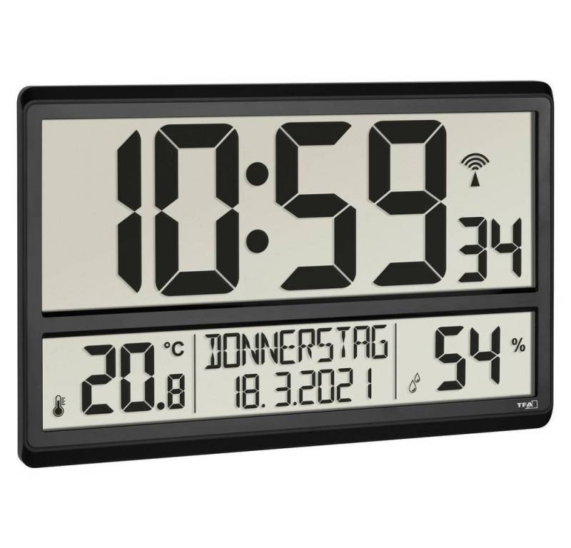 TFA Dostmann Wanduhr XL-Funkuhr mit Raumklima (Großes Display) von TFA Dostmann