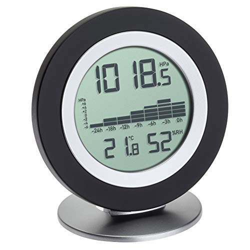 TFA Dostmann WeatherHub Digitales Barometer-Thermometer-Hygrometer Cosy BARO, Wetterstation, mit Grafikübersicht, schwarz, L120 x B55 x H150 mm von TFA Dostmann