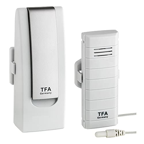 TFA Dostmann Weatherhub Starter-Set, mit Temperatursender, mit wasserfestem Kabelfühler, SmartHome, Abruf über Smartphone, ideals für Kühlgeräte/Teich/Pool, L 40 (44) x B 28 (32) x H 104 mm von TFA Dostmann