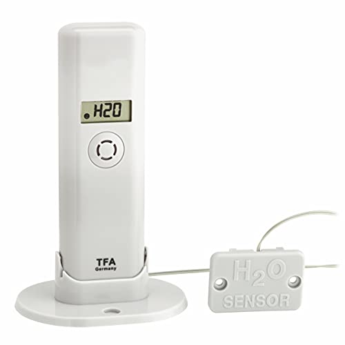 TFA Dostmann Weatherhub Thermo-Hygro-Sender, mit Wassermelder, Smart Home, Abruf der Daten über Smartphone, Wasserschäden Warnung, Temperatur, Luftfeuchtigkeit, L 41 (83) x B 35 (61) x H 129 (135) mm von TFA Dostmann