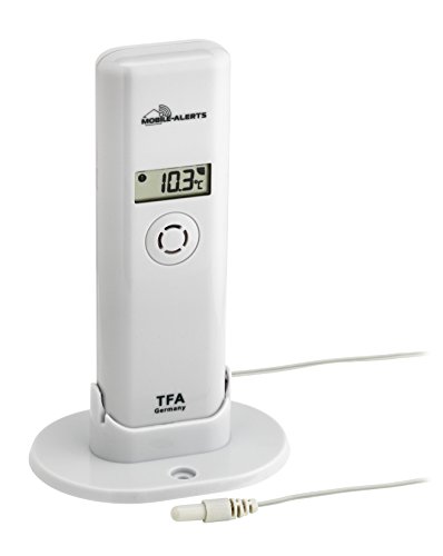 TFA Dostmann Weatherhub Thermo-Hygro-Sender, mit wasserfestem Kabelfühler, Smart Home, Abruf der Daten über Smartphone, ideal für Kühlgeräte/Teich/Pool, Weiß von TFA Dostmann
