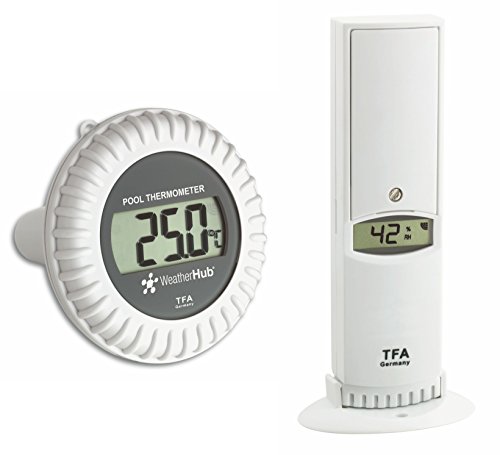 TFA Dostmann Weatherhub Thermo-Hygro-Sender mit Poolsender, 30.3310.02, Smarthome, Kontrolle der Temperatur und Luftfeuchtigkeit, Weiß, L 110 x B 115 x H 135 mm TFA Dostmann Weatherhub Thermo-Hygro-Sender mit Poolsender, 30.3310.02, Smarthome, Kontrolle der Temperatur und Luftfeuchtigkeit, Weiß, L 110 x B 115 x H 135 mm von TFA Dostmann