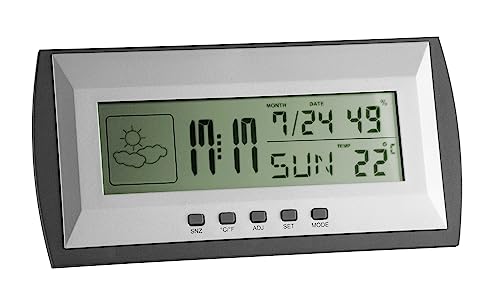 TFA Dostmann Digitale Wetterstation, Innentemperatur, Luftfeuchtigkeit, Höchst- und Tiefstwerte, Uhrzeit und Datum, Weckalarm, (L) 180 x (B) 38 x (H) 90 mm von TFA Dostmann