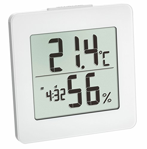 TFA Dostmann Thermometer Hygrometer digital, 30.5033.02, Innentemperatur, Luftfeuchtigkeit, Uhrzeit inkl Datum, Max.Min.-Werte, weiß von TFA Dostmann