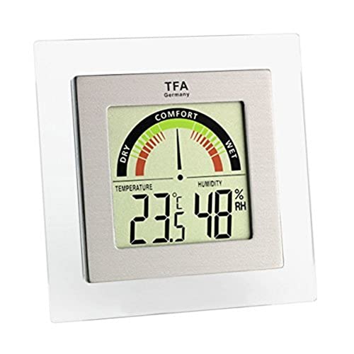 TFA Dostmann 30.5023 Digitales Thermo-Hygrometer, farbige Komfortzonen, gesundes Raumklima, Innentemperatur, Luftfeuchtigkeit, L 88 x B 17 -41 x H 87 mm von TFA Dostmann