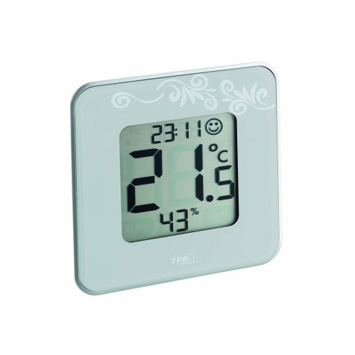 TFA Dostmann Style digitales Thermo-Hygrometer, 30.5021.02, taupe, zur Raumklimakontrolle, L 105 x B 14 (41) x H 105 mm von TFA Dostmann