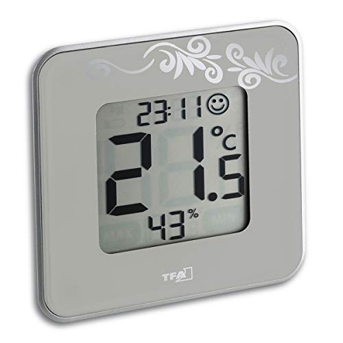 TFA Dostmann Style digitales Thermo-Hygrometer, 30.5021.02, taupe, zur Raumklimakontrolle, L 105 x B 14 (41) x H 105 mm von TFA Dostmann