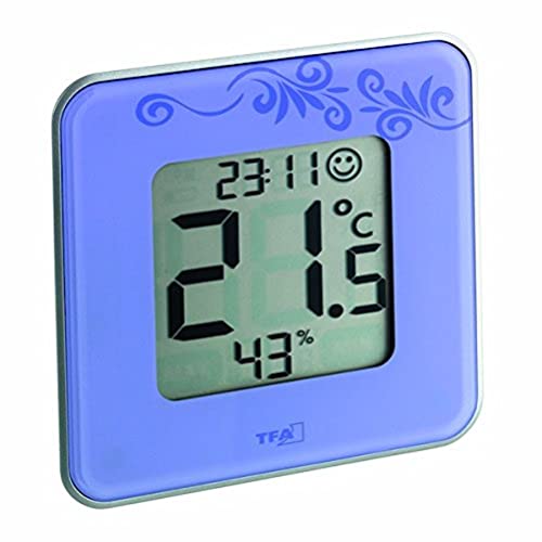 TFA Dostmann Style Digitales Thermo-Hygrometer, Innentemperatur, Luftfeuchtigkeit, Komfortzonen, für ein gesundes Raumklima, (L) 105 x (B) 14 (41) x (H) 105 mm von TFA Dostmann