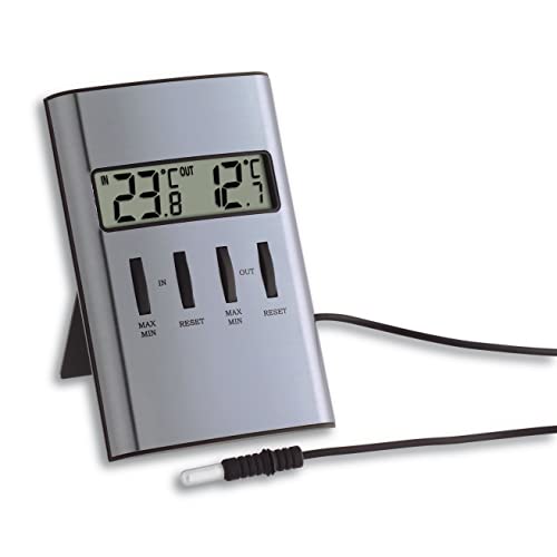 TFA Dostmann Digitales Innen-Außen-Thermometer, Innen-/Außentemperatur, Höchst-und Tiefstwerte, Überwachung von Gefriergerät/Aquarium, (L) 64 x (B) 22 (58) x (H) 98 mm von TFA Dostmann