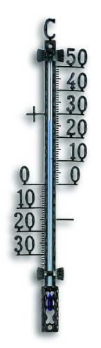 TFA Dostmann Analoges Thermometer, 12.5000, aus Metall, wetterfest, 16, 5cm hoch, mit Befestigungsmaterial, Außentemperatur, Außen, schwarz von TFA Dostmann