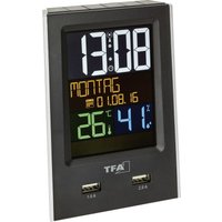 Tfa Dostmann - 60.2537.01 Funk Wecker Schwarz Alarmzeiten 1 Großes Display von TFA Dostmann