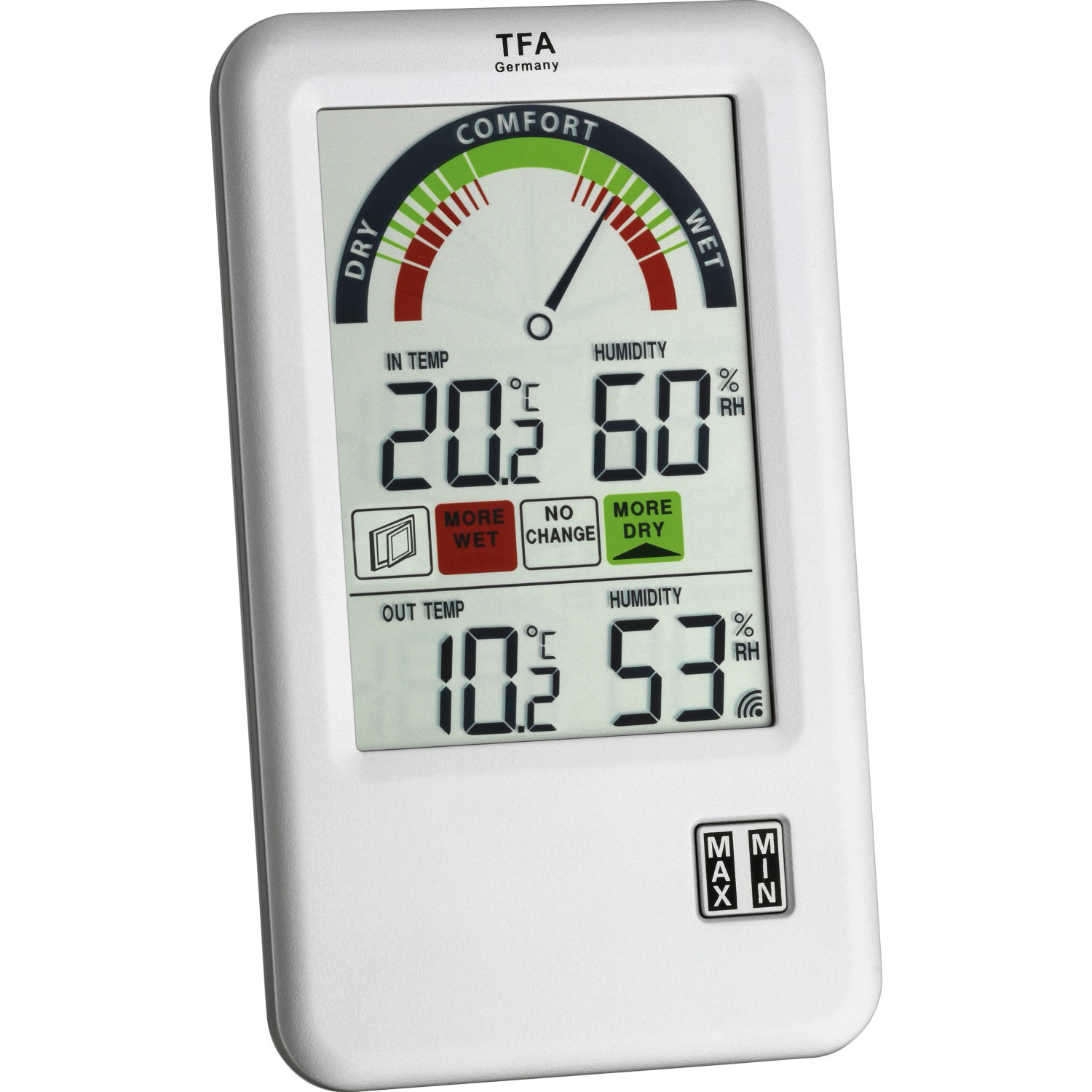 TFA Digitales Funk-Thermo-Hygrometer Bel-Air Silber von TFA
