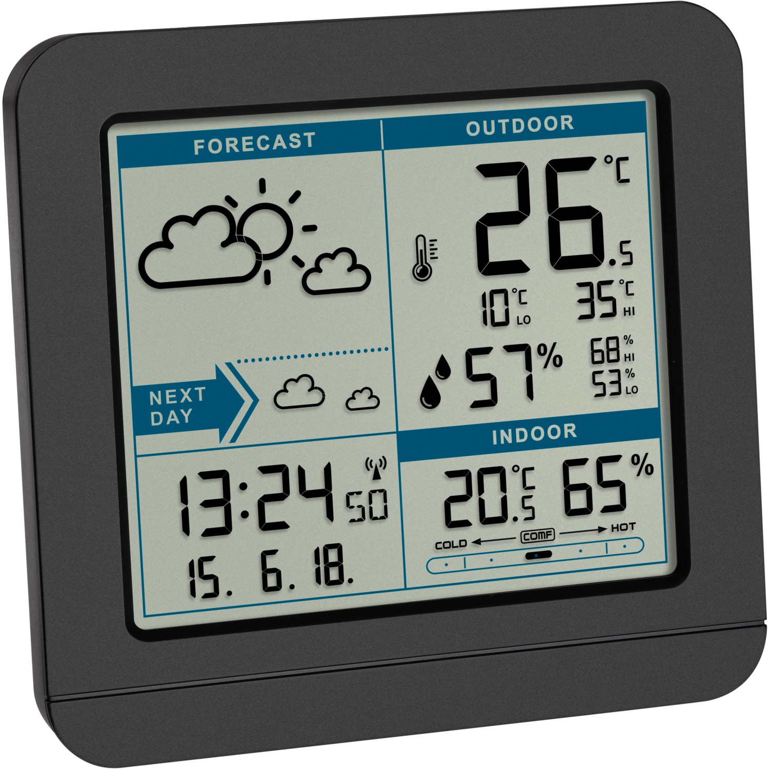 TFA Funk-Wetterstation Sky mit Außensender Schwarz von TFA