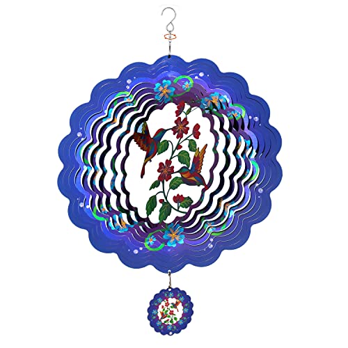 TFANUO Floral Hummingbird Kinetic 30,5 cm 3D Windspiel Metall Edelstahl große Windskulpturen Fänger & Spinner für Hof und Garten Kunst Indoor/Outdoor Dekorationen von TFANUO