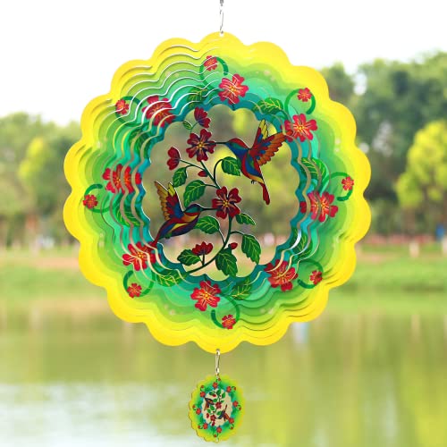 TFANUO Floral Hummingbird Kinetic 30,5 cm 3D Windspiel Metall Edelstahl große Windskulpturen Fänger & Spinner für Hof und Garten Kunst Indoor/Outdoor Dekorationen von TFANUO