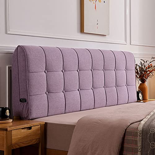 Bett-Kopfteil-Abdeckung, Rückenlehnenkissen Bezug, Gepolsterte Bettkopfabdeckung, Doppel Einzelbett, Baumwolle Leinen Bett-Kopfteil Hussen Kinder Und Erwachsene Schlafzimmer-Dekor,Purple-200x58cm von TFBH