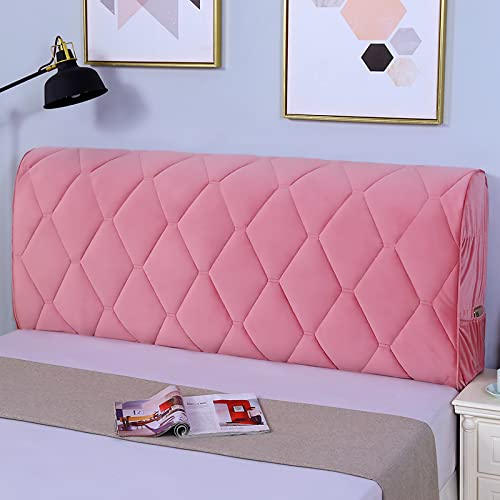 TFBH Bett Kopfteil Bezug King Size Doppel-/Einzelbett Kopfbedeckung Samt Verdicktes Gestepptes Kopfteil Abdeckung Holz/Leder/Eisen Bett Kopfteil Schutzhülle Dekorieren,Pink-HeadboardLength:150cm/59in von TFBH