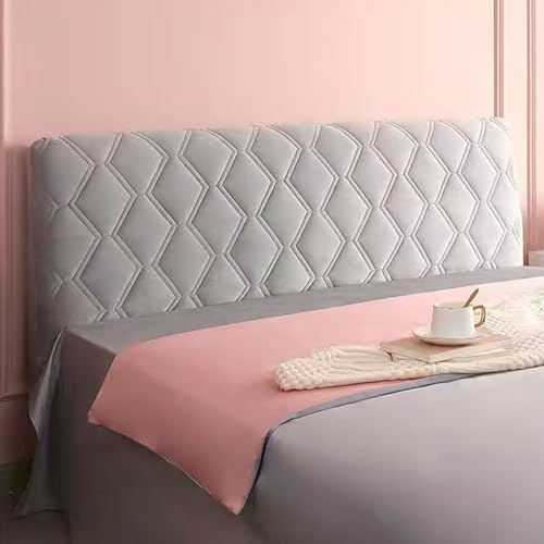 TFBH Bett Kopfteile Schonbezug, Bett Kopfteil Abdeckung Staubdicht Stretch Verdicken Bett Kopfschutz Hussen Weicher Samt Rückenlehne Dekoration Bezug Für Doppel Einzelbett Kopfteile,Grey1-140CM von ZCXRYFL