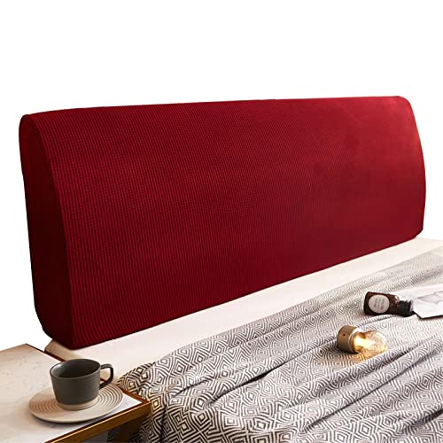 TFBH Bettkopfbezug Stretch Bett Kopfteil Abdeckung, Kopfteilbezüge Für Einzelbett/King/Doppelbett Rückenlehnenbezug Für Betten Leder/Holz/Stoff Bettmöbel Schutz Hussen,Red-HeadboardLength:120cm/47in von TFBH