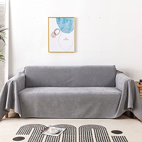 TFBH Sofa-Überwurf SofaHussen, Chenille rutschfest Wasserdicht Anti-Katzen-Kratz-Sofa-Schonbezug, Schnitt L-Form Liebessitz Couch-Abdeckung, Möbelschutz Dekorativ,Grey-180x230cm/70 x90 von TFBH