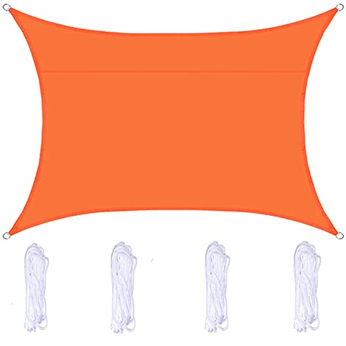 Sonnensegel, rechteckig, wasserdicht, 90% UV-Schutz, Sonnenschutzmarkise mit kostenlosem Seil für Garten, Strand, Terrasse im Freien, 3 x 4 m, Orange von TFBHL