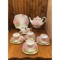 18 Teiliges Royal Albert Blossom Time Dessert Set Mit Großer Teekanne von TFBTreasures