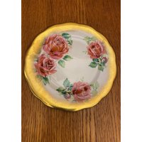 Queen Anne Heavy Gold Borte Brot Und Butter Teller Mit Großen Rosa Rosen von TFBTreasures